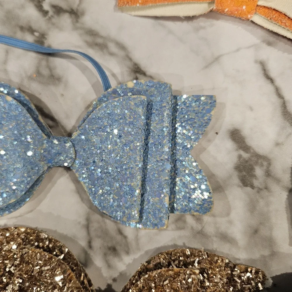 8 Large Bow Elastic Headbands – Various‎ Textures, Girls